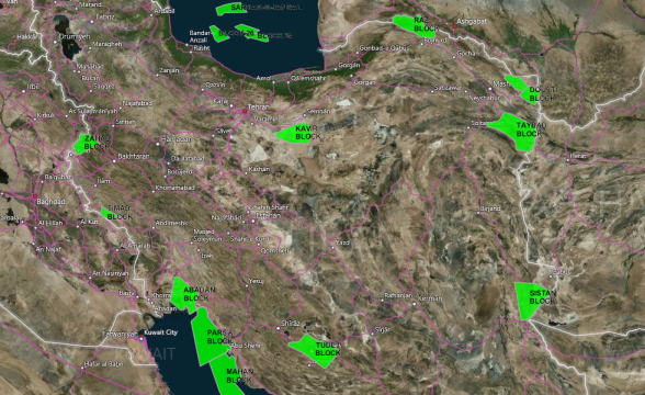 Iran IPC exploration blocks - Lynx interactive licensing rounds map
