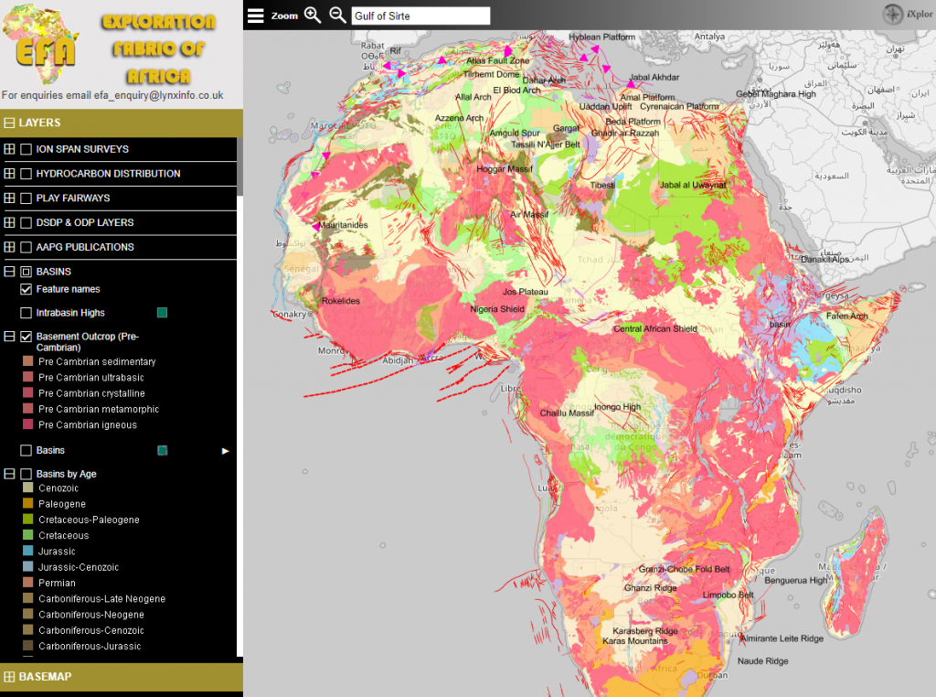 Exploration Fabric of Africa web GIS
